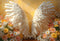 Kate Nouveau-né Ailes Plumes Fleurs Jaune Toile de fond conçue par Emetselch