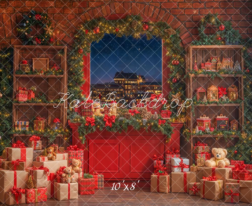 Kate Noël Fenêtre Cadeaux Rouge Toile de fond en Laine conçue par Emetselch - Kate Backdrop FR