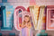 Kate Pastel Métal Lettres d'amour Mur de briques Toile de fond conçue par Mini MakeBelieve - Kate Backdrop FR