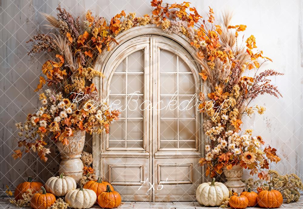 Kate Automne Arche Fleurs Citrouilles Toile de fond conçue par Emetselch