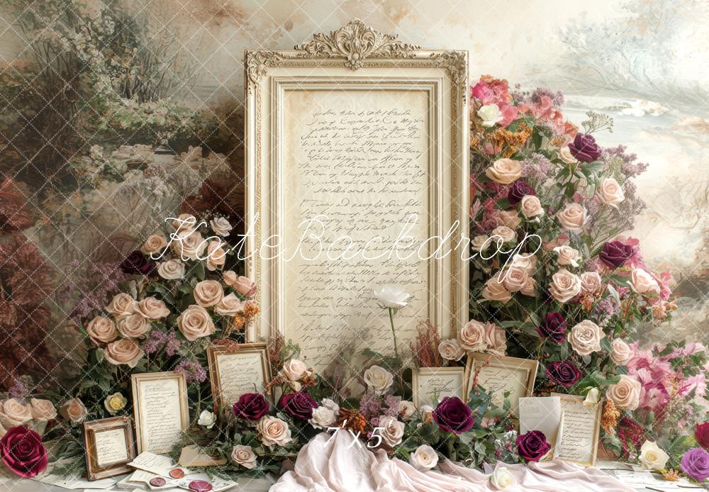 Kate Vintage Cadre Roses Lettres Toile de fond conçue par Mini MakeBelieve