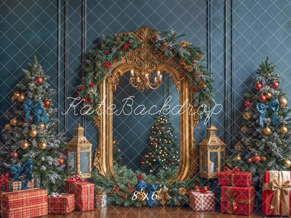 Kate Noël Sapins Miroir Lanternes Toile de fond en Laine conçue par Emetselch - Kate Backdrop FR