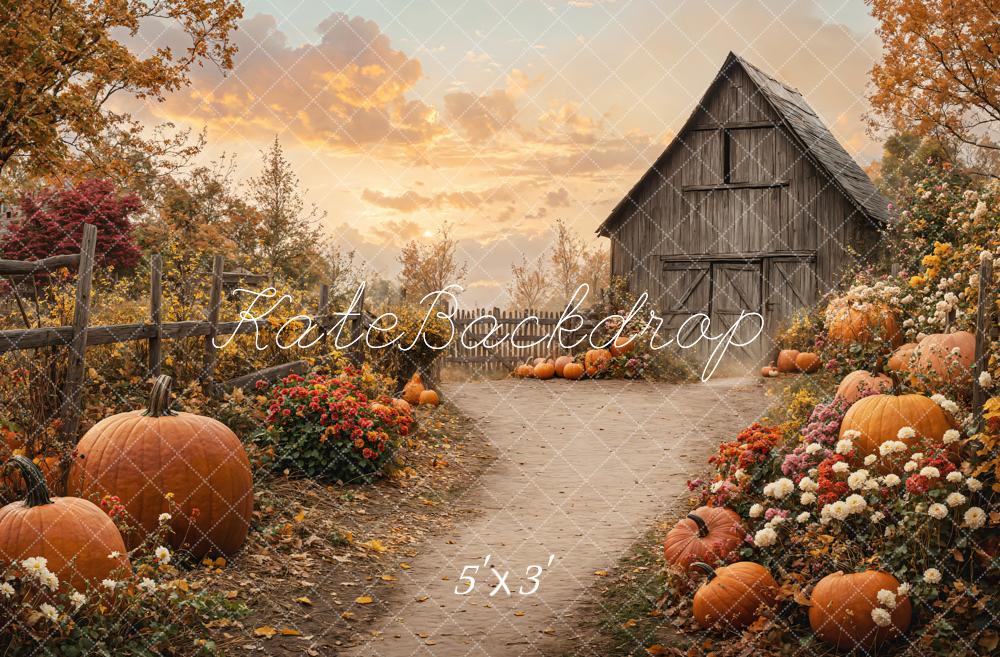 Kate Automne Grange Citrouilles Chemin Toile de fond conçue par Emetselch