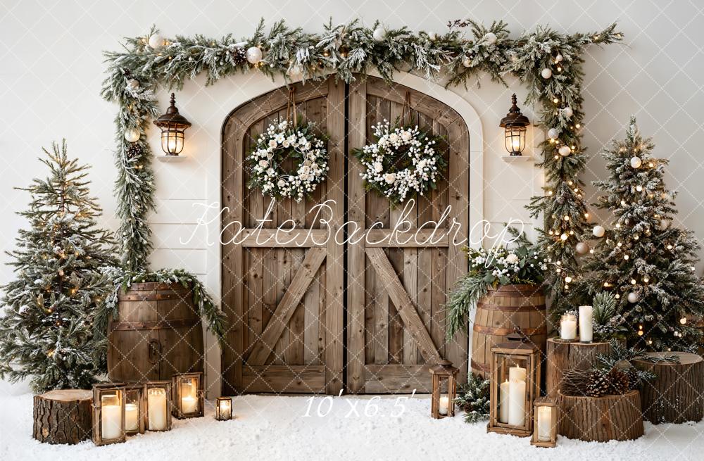 Kate Noël Porte Sapins Lanternes Toile de fond en Laine conçue par Emetselch