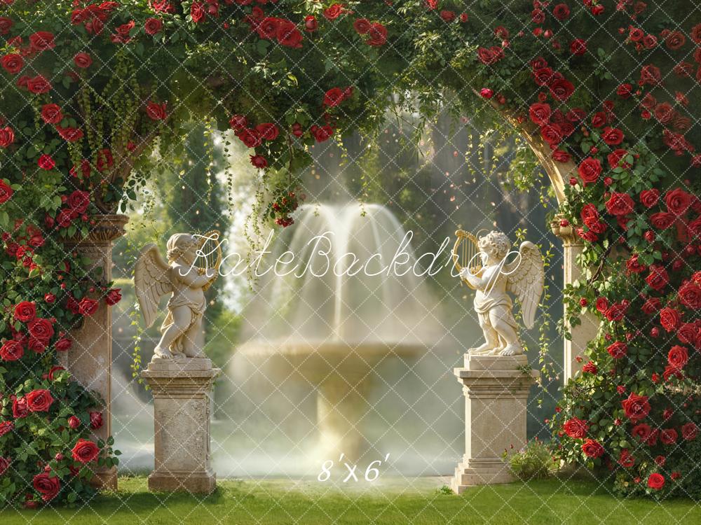 Kate Jardin Roses Fontaine Cour Toile de fond conçue par Emetselch