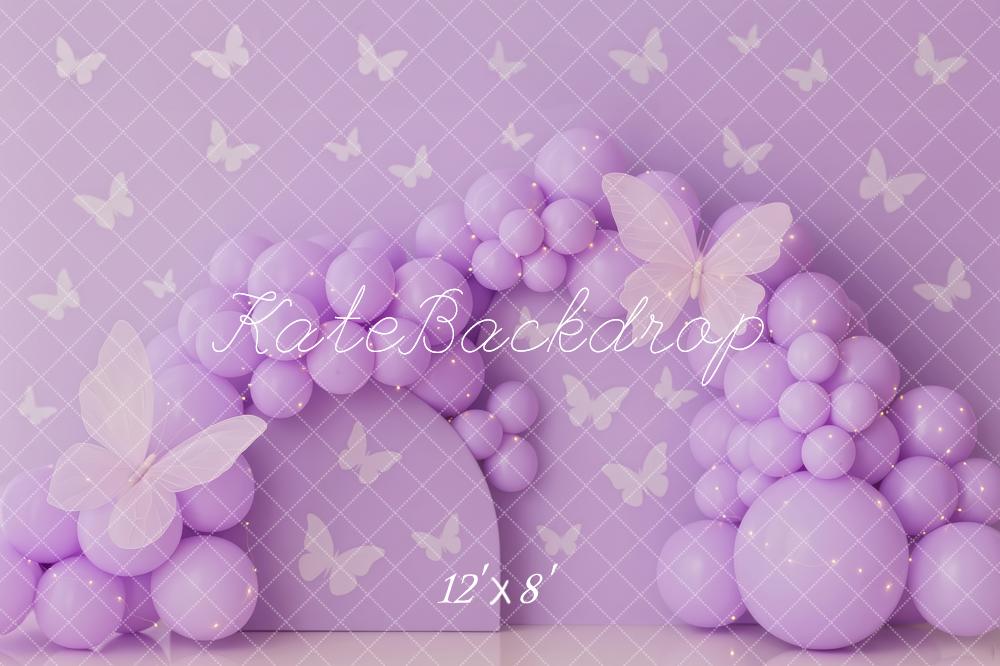 Kate Papillon Ballons Arche Violet Toile de fond conçue par Patty Roberts - Kate Backdrop FR