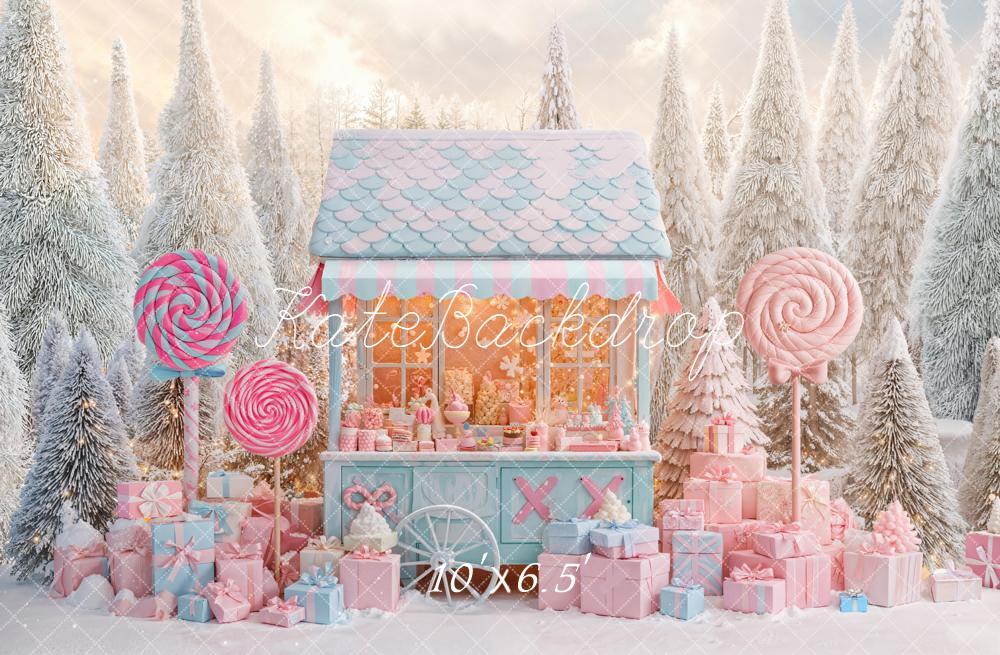 Kate Hiver Bonbons Cadeaux Forêt Toile de fond conçue par Emetselch