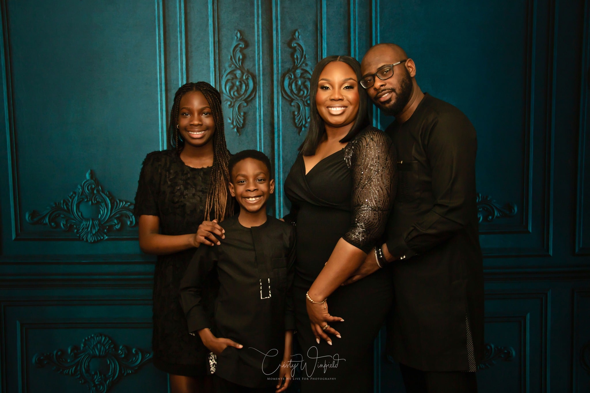 Kate Rétro Ancien Mur Bleu foncé Famille Toile de fond pour la photographie - Kate Backdrop FR