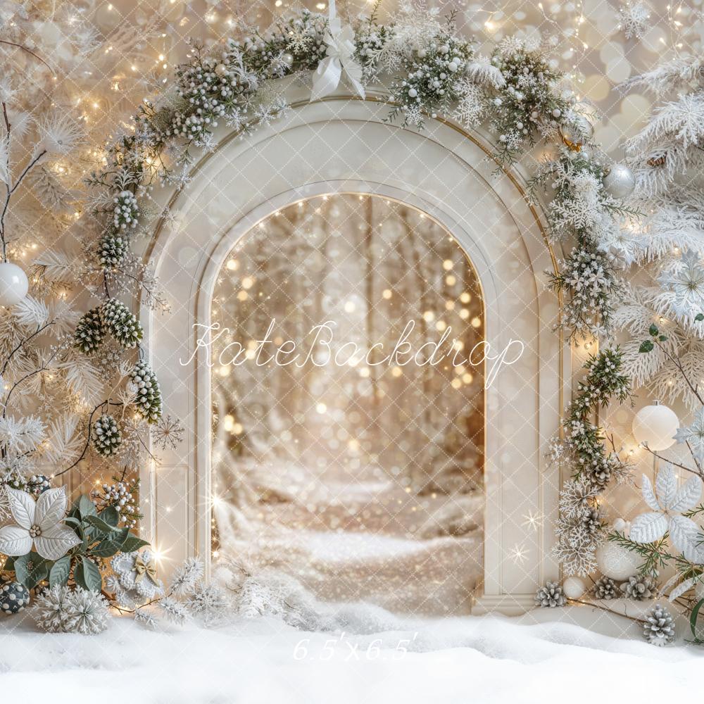 Kate Hiver Arche Neige Lumière Fleurs Toile de fond conçue par Emetselch