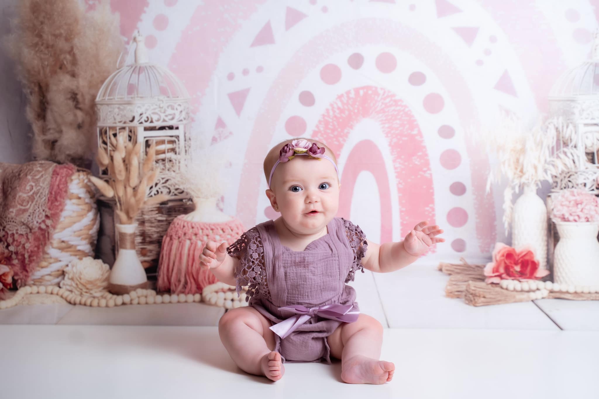 Kate Boho Arc-en-ciel Rose Toile de fond conçu par Ashley Paul - Kate Backdrop FR