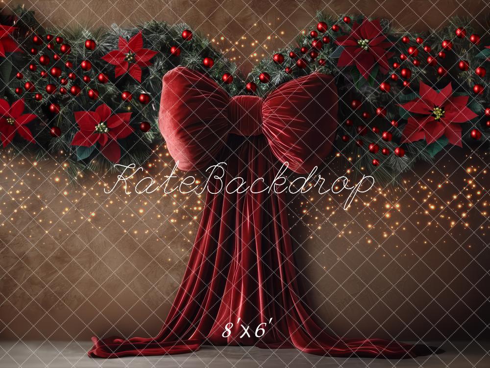 Kate Noël Nœud Rouge Fleurs Décors Toile de fond conçue par Mini MakeBelieve - Kate Backdrop FR