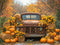 Kate Automne Camion Foin Citrouilles Fleurs Toile de fond conçue par Emetselch - Kate Backdrop FR