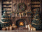 Kate Noël Cheminée Sapins Cadeaux Toile de fond en Laine conçue par Emetselch - Kate Backdrop FR