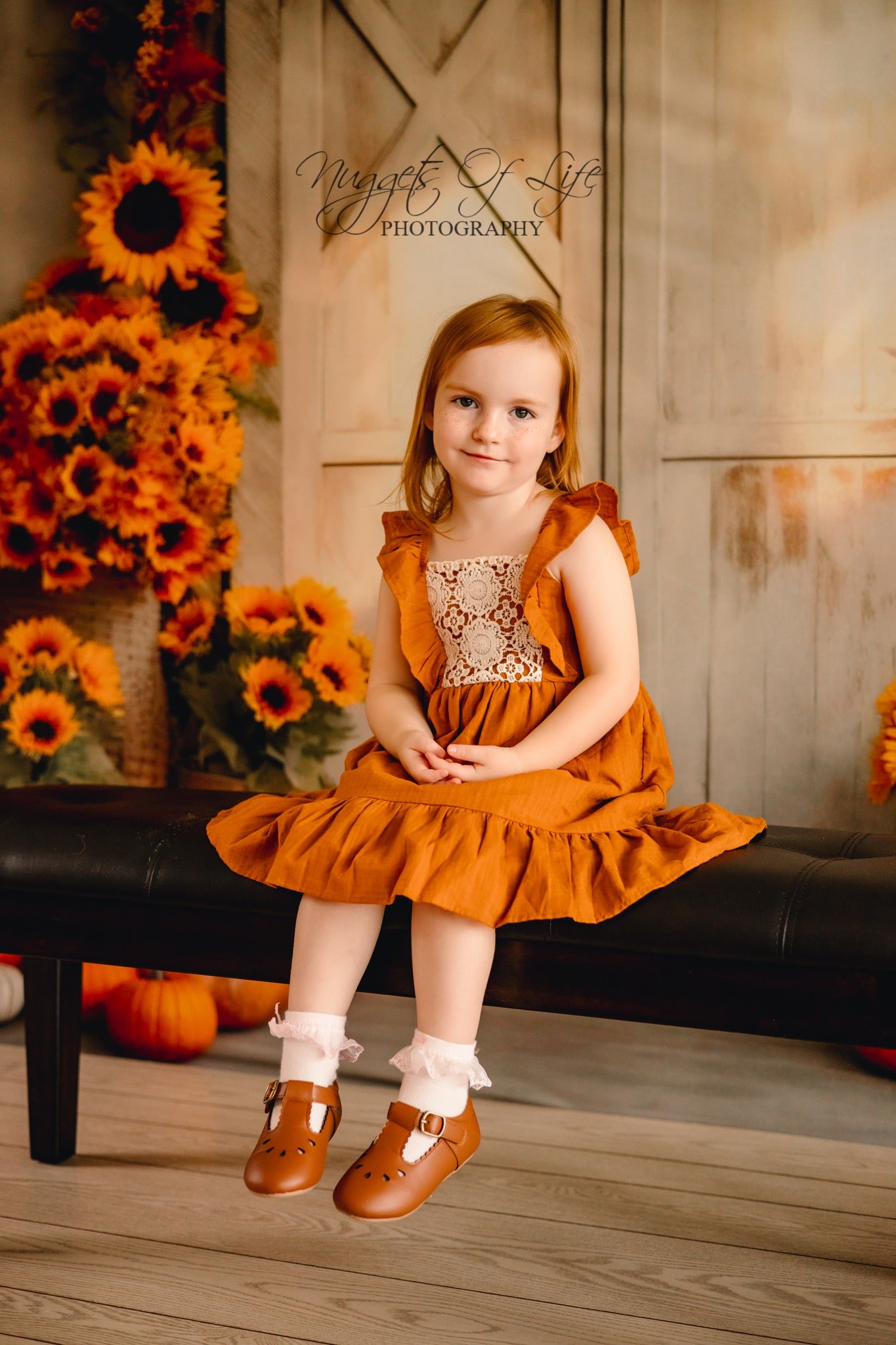 Kate Automne Tournesol Citrouille Grange Soleil Toile de fond conçue par Chain Photographie - Kate Backdrop FR