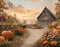Kate Automne Citrouilles Fleurs Grange Toile de fond en Laine conçue par Emetselch