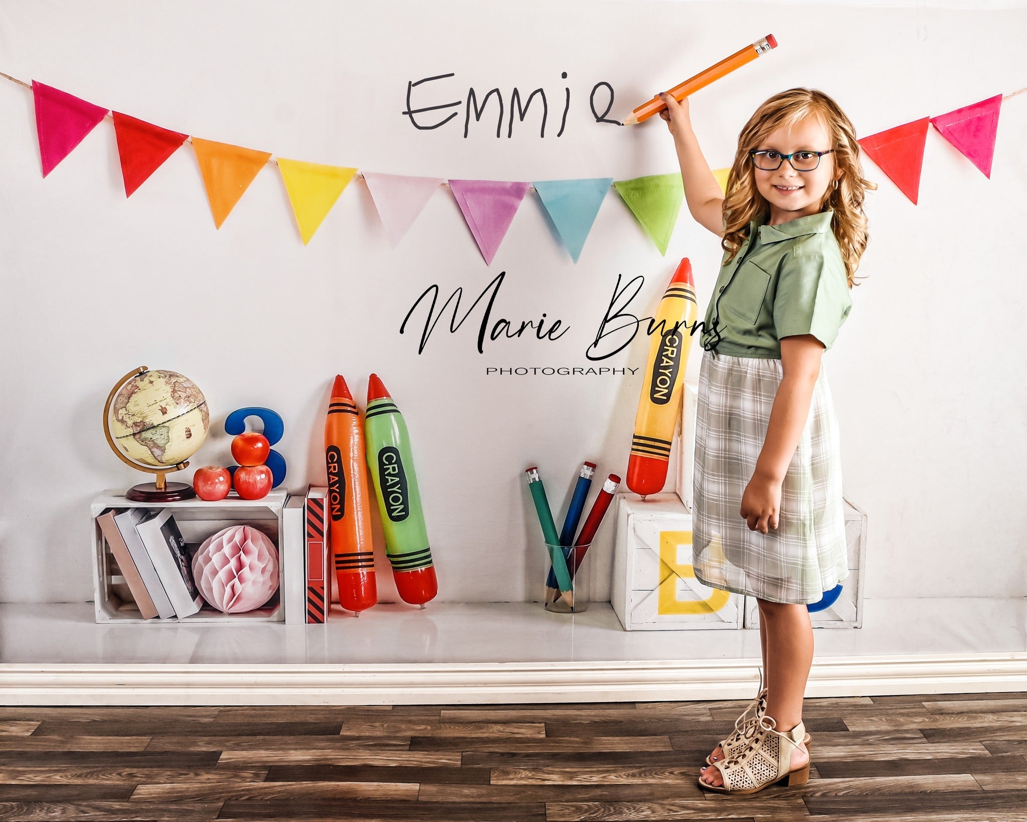 Kate Retour à l'école Crayon Toile de fond en Laine pour la photographie