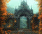 Kate Halloween Château Escalier Citrouilles Toile de fond en Laine conçue par Emetselch - Kate Backdrop FR