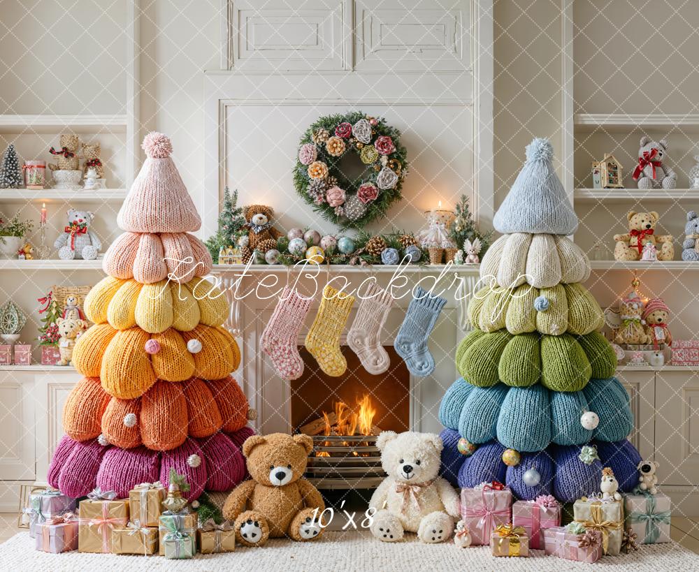 Kate Noël Sapins Peluche Cheminée Toile de fond en Laine conçue par Emetselch - Kate Backdrop FR
