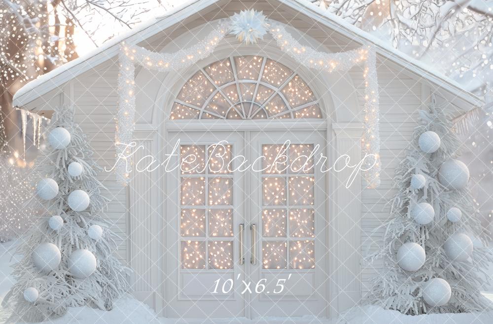 Kate Hiver Noël Sapins Neige Lumières Toile de fond conçue par Mini MakeBelieve - Kate Backdrop FR