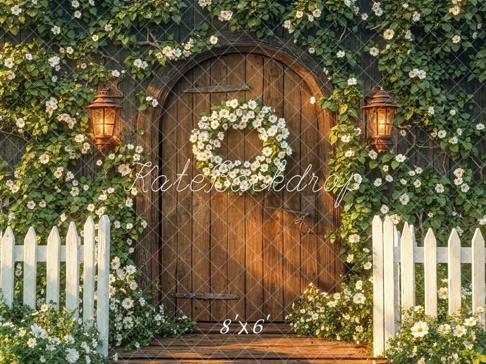 Kate Jardin Porte Clôture Fleurs Toile de fond en Laine conçue par Emetselch
