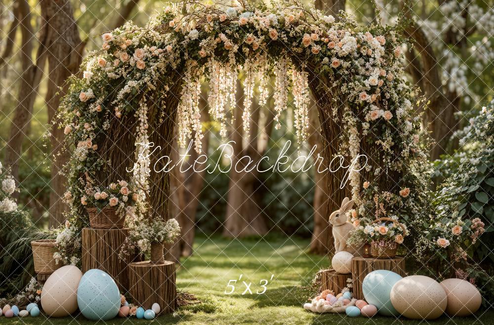 Kate Pâques Arc Fleurs Arbres Œufs Toile de fond conçue par Emetselch