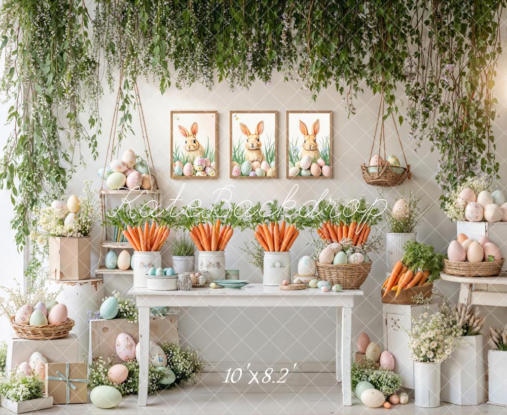 Kate Pâques Lapin Carottes Œufs Fleurs Toile de fond conçue par Emetselch - Kate Backdrop FR