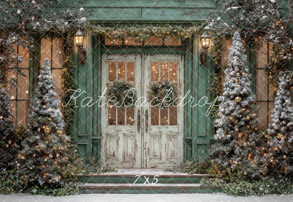 Kate Noël Entrée Sapins Neige Lumière Toile de fond conçue par Ashley Paul