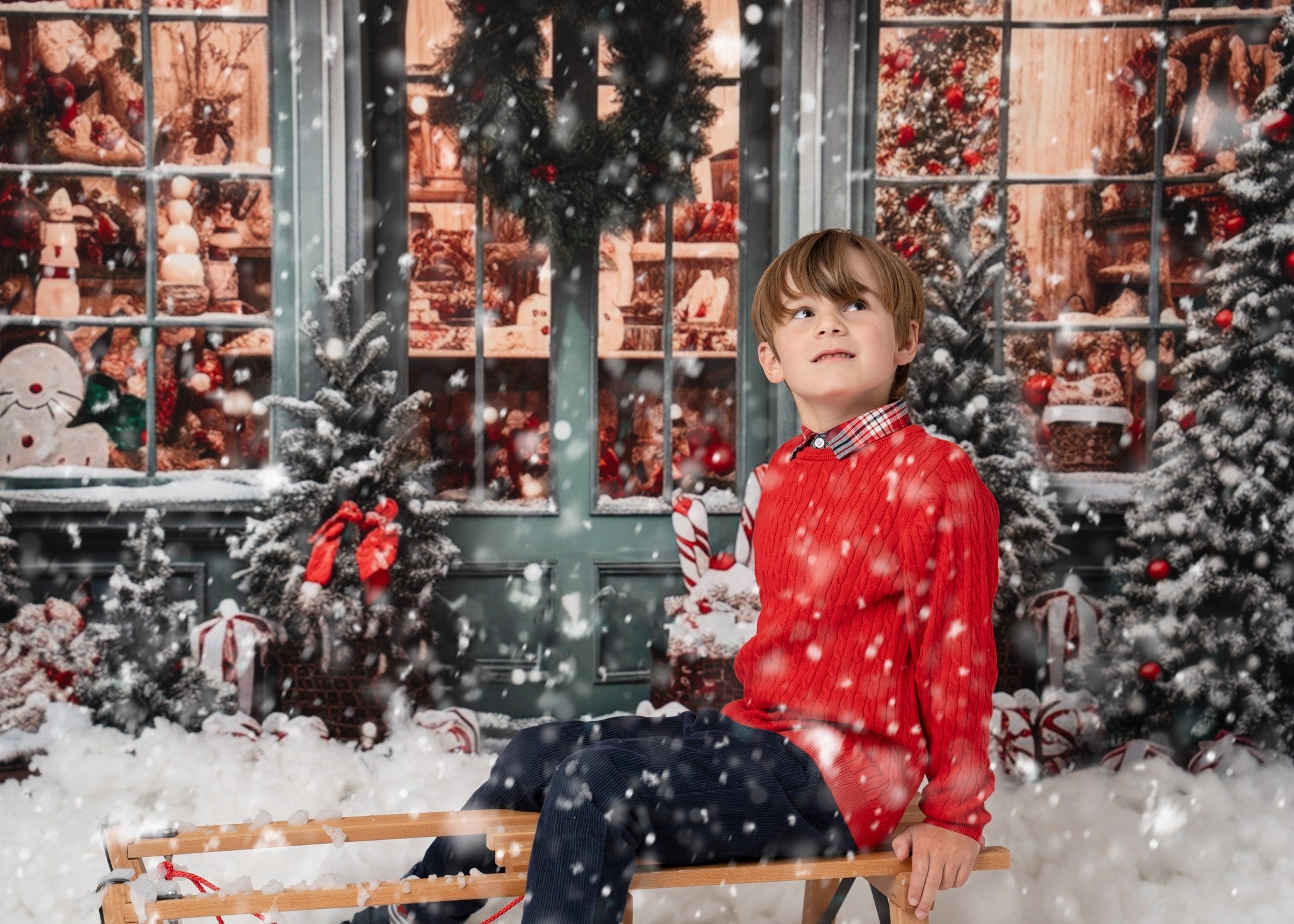 Offres Éclair Kate Sapin de Noël Boutique Neige Toile de fond en Laine pour la photographie - Kate Backdrop FR