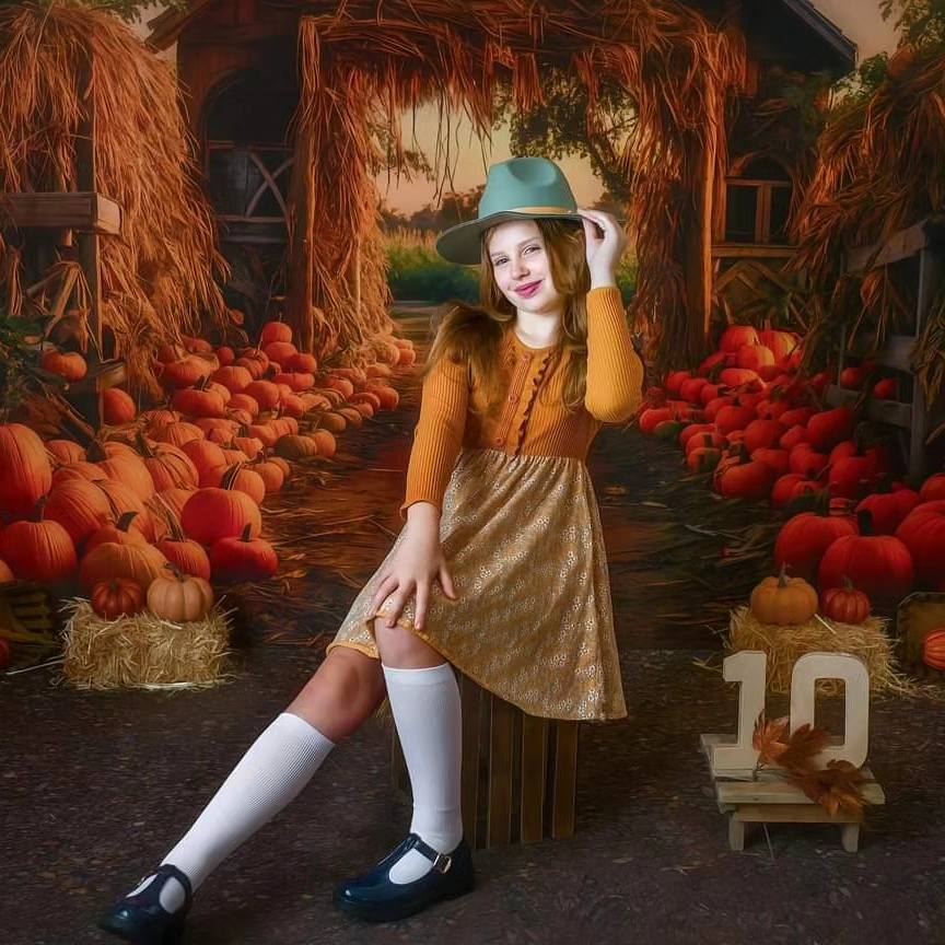 Kate Automne Ferme de citrouilles Porte Toile de fond pour la photographie - Kate Backdrop FR