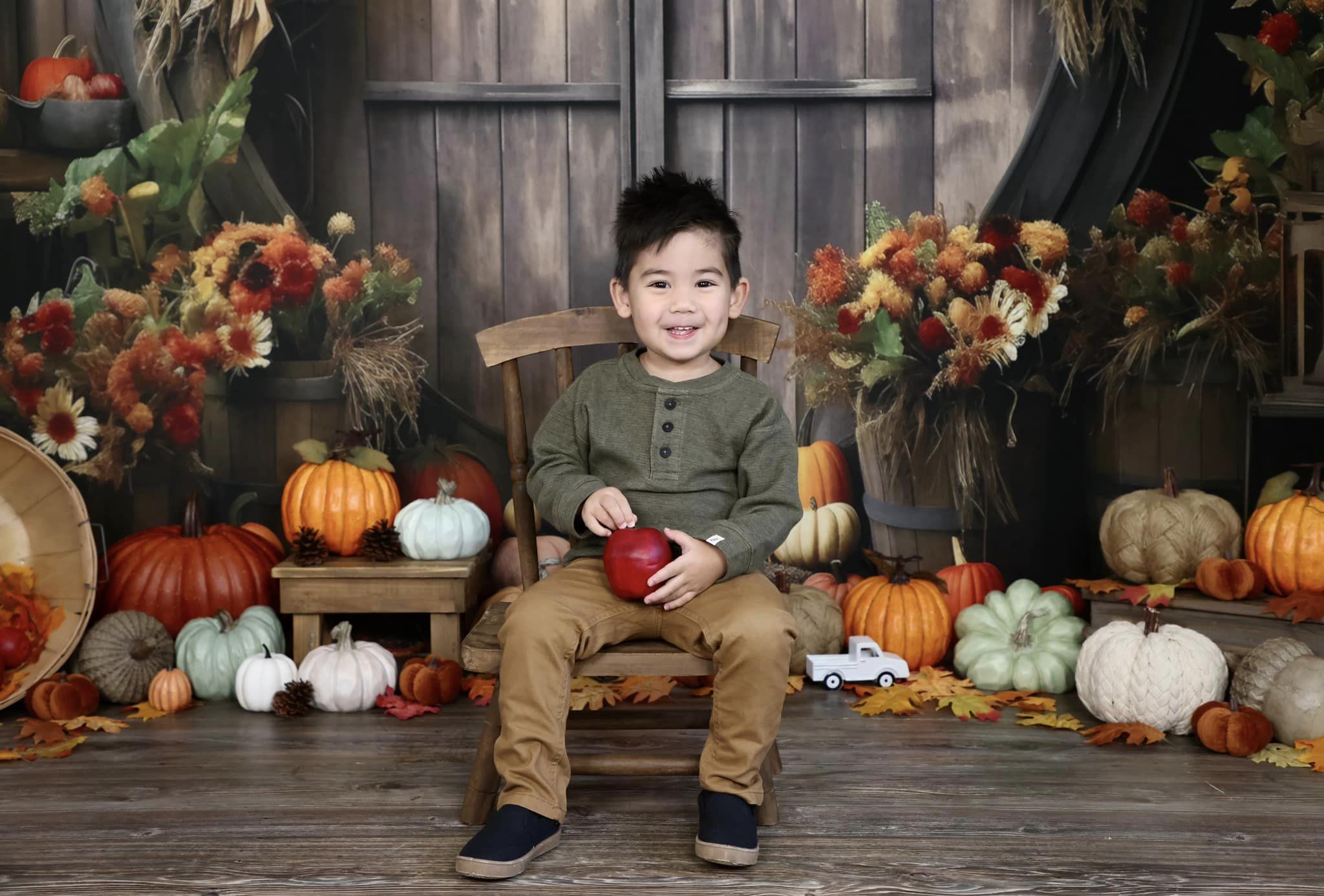 Kate Automne Citrouille Porte Grange Toile de fond pour la photographie - Kate Backdrop FR