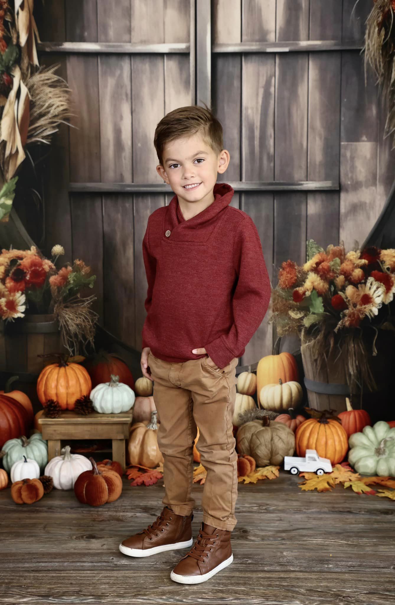 Kate Automne Citrouille Porte Grange Toile de fond pour la photographie - Kate Backdrop FR