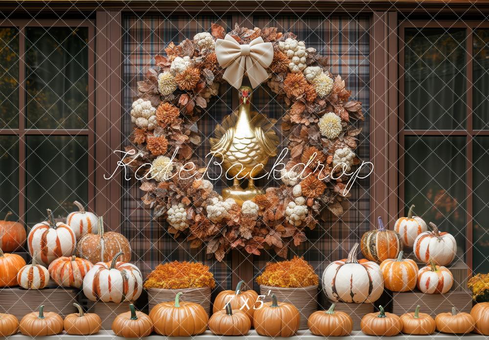 Kate Automne Citrouilles Couronne Fenêtre Toile de fond conçue par Mini MakeBelieve - Kate Backdrop FR