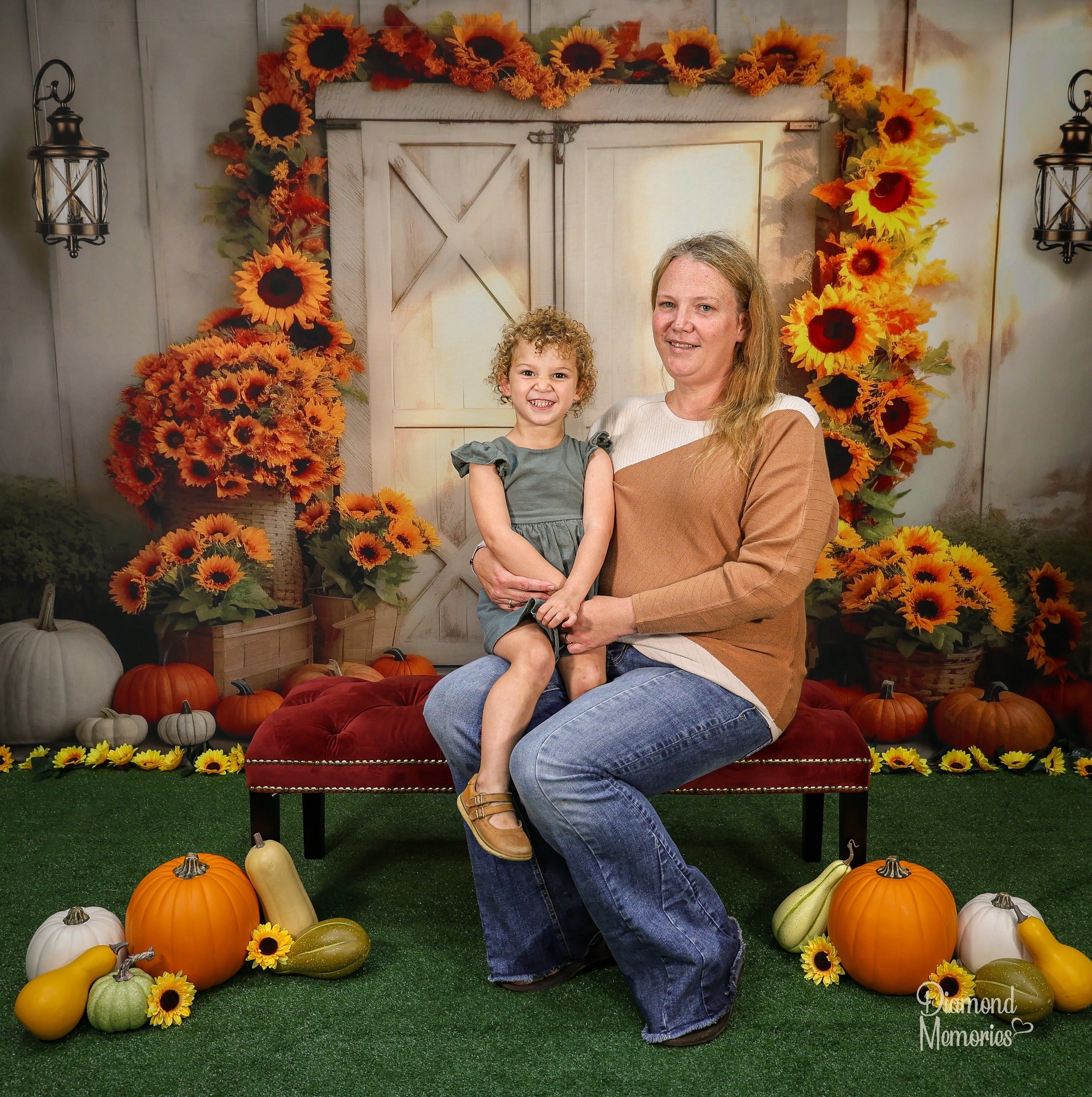 Kate Automne Tournesol Citrouille Grange Soleil Toile de fond conçue par Chain Photographie - Kate Backdrop FR