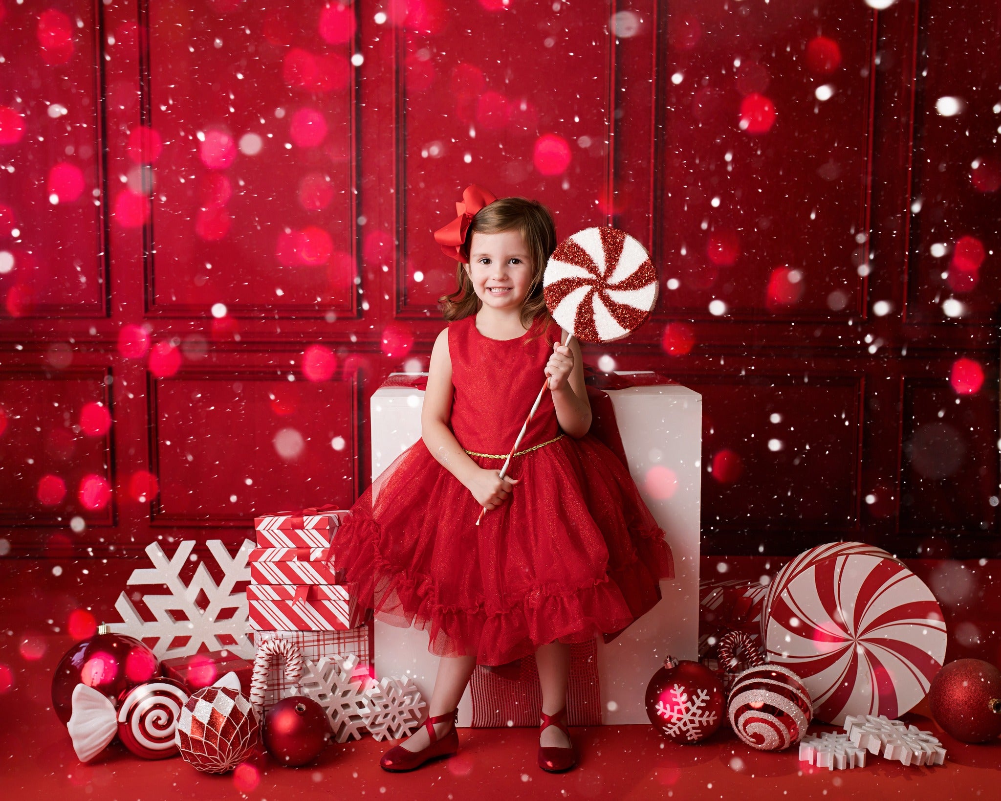 Kate Mur Vintage Rouge Photo de famille Toile de fond pour la photographie - Kate Backdrop FR