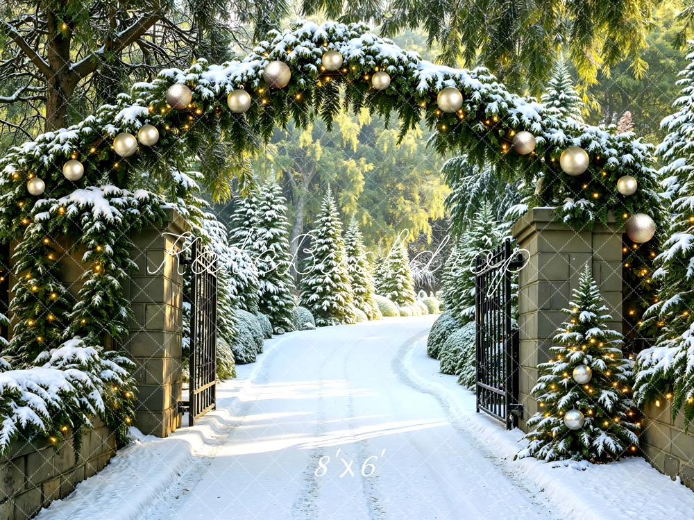 Kate Noël Chemin Arbres Neige Hiver Toile de fond conçue par Mini MakeBelieve - Kate Backdrop FR