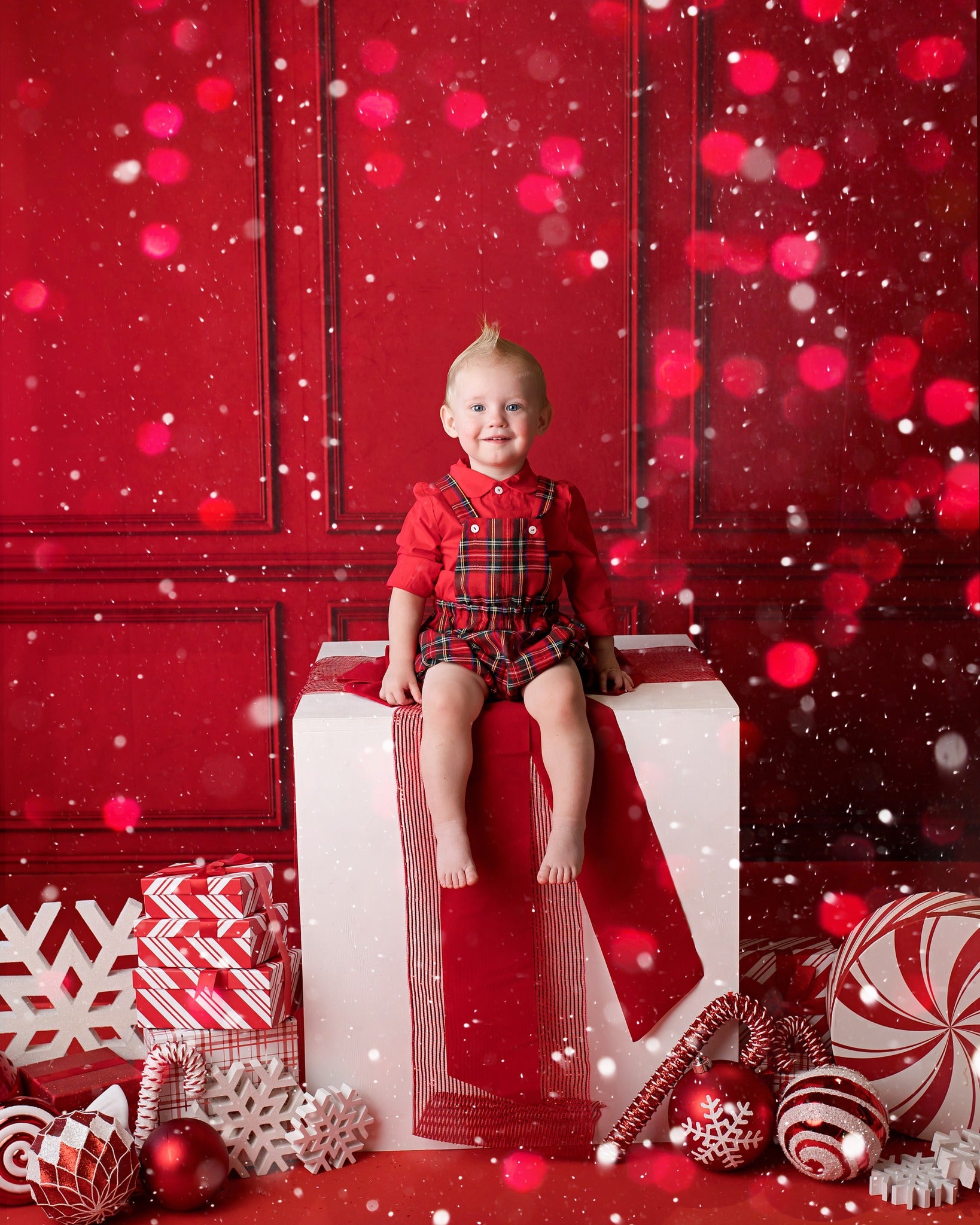 Kate Mur Vintage Rouge Photo de famille Toile de fond pour la photographie - Kate Backdrop FR