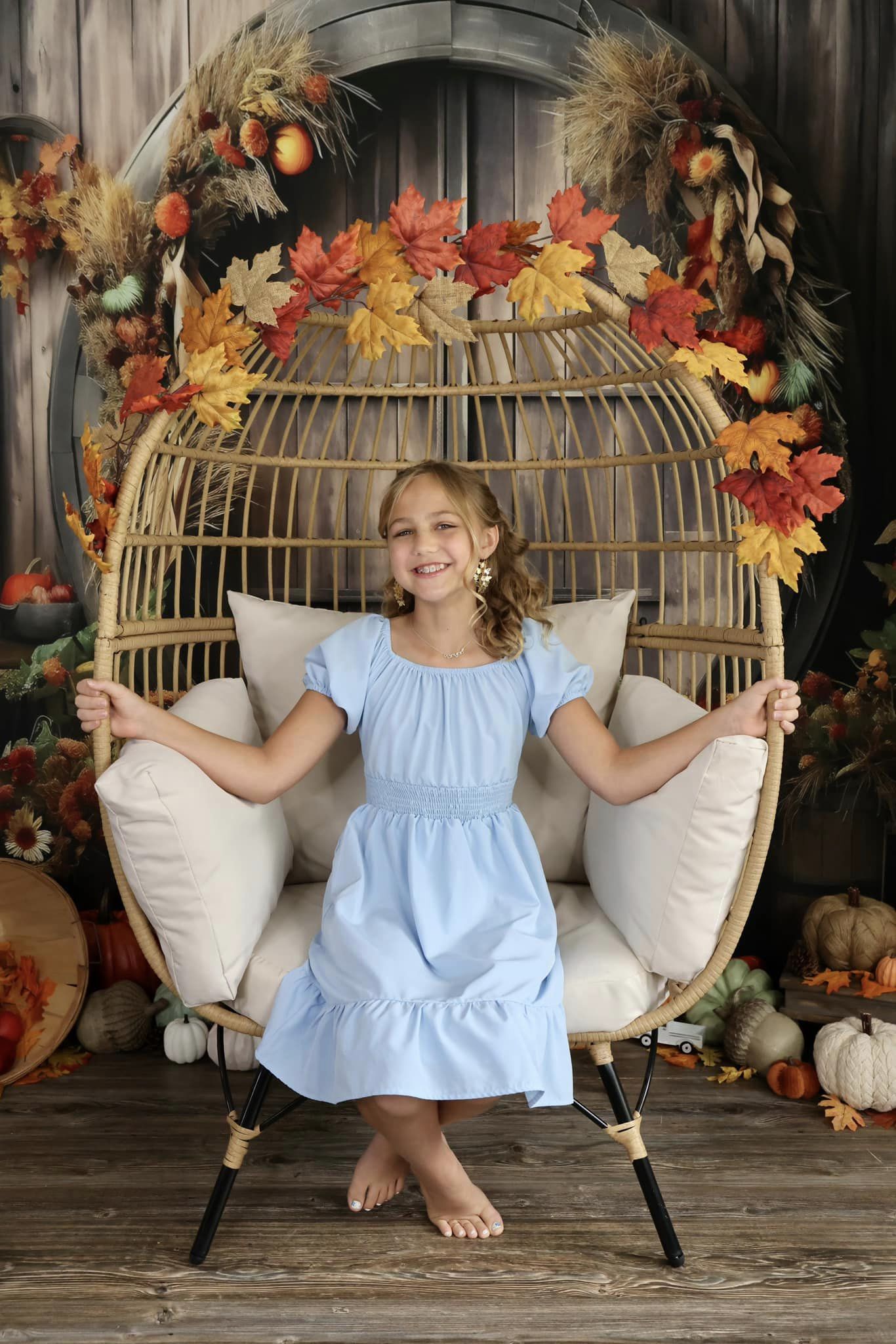 Kate Automne Citrouille Porte Grange Toile de fond pour la photographie - Kate Backdrop FR