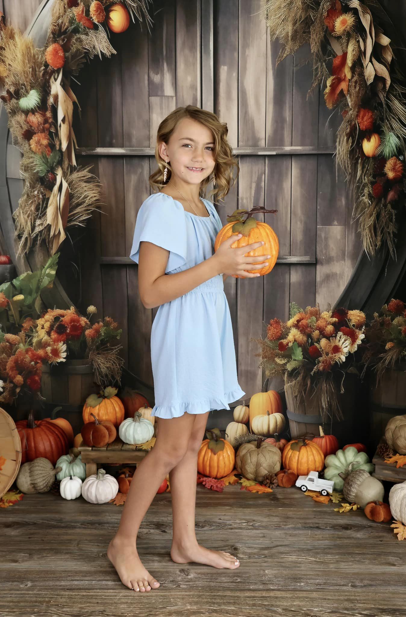 Kate Automne Citrouille Porte Grange Toile de fond pour la photographie - Kate Backdrop FR