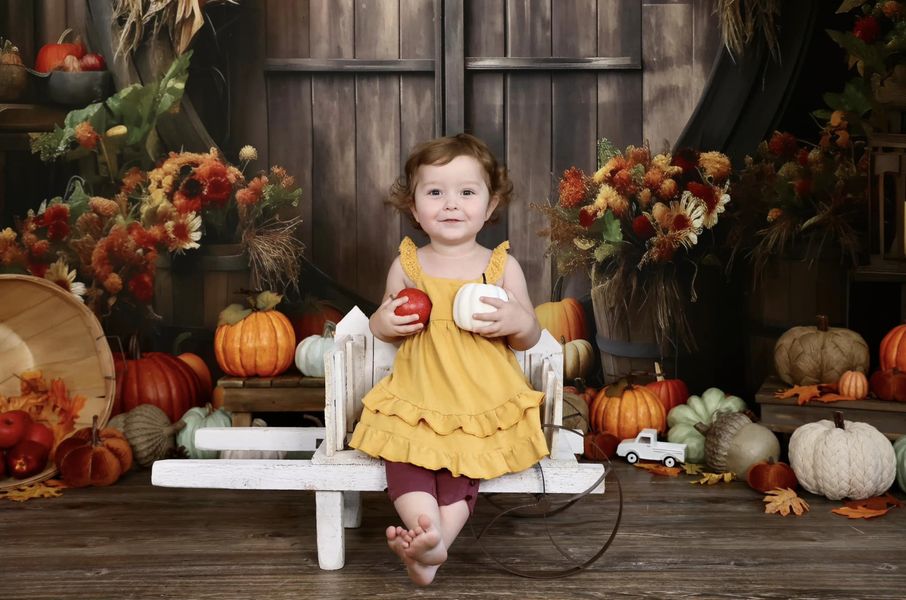 Kate Automne Citrouille Porte Grange Toile de fond pour la photographie - Kate Backdrop FR
