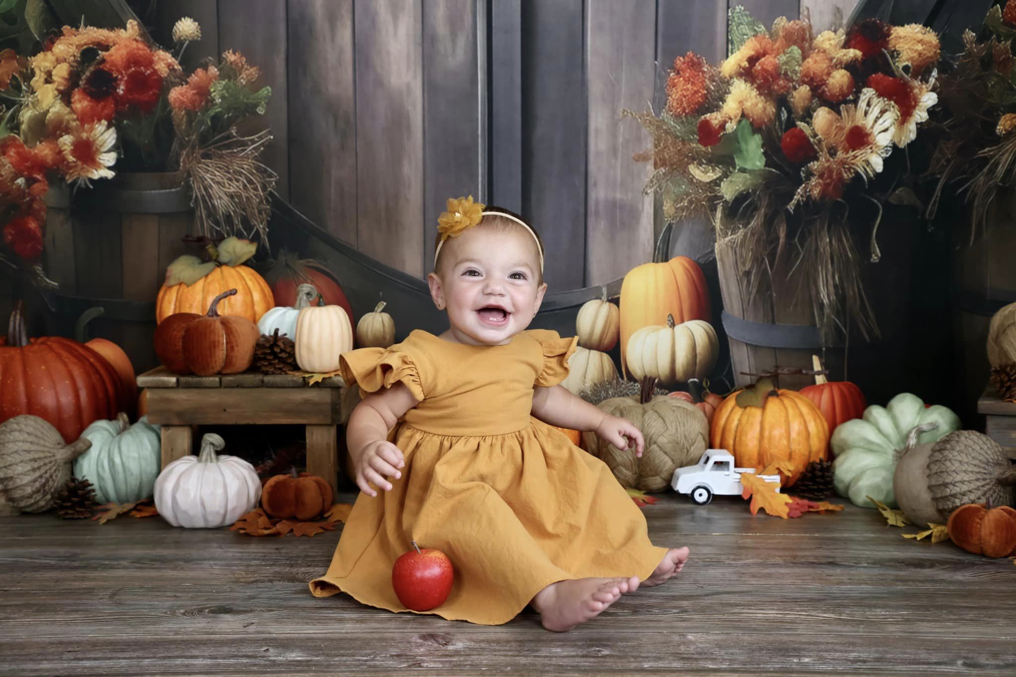 Kate Automne Citrouille Porte Grange Toile de fond pour la photographie - Kate Backdrop FR