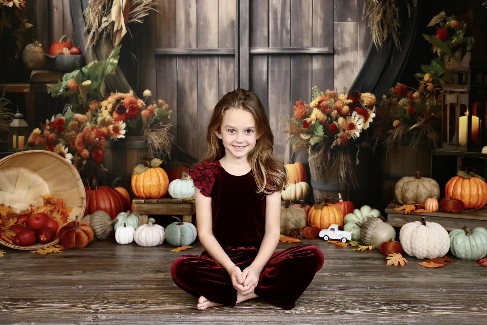 Kate Automne Citrouille Porte Grange Toile de fond pour la photographie - Kate Backdrop FR