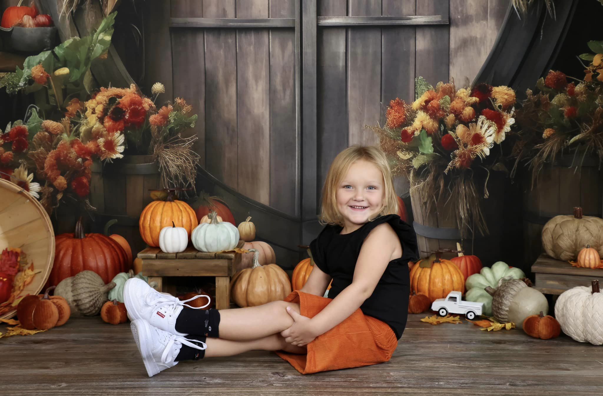 Kate Automne Citrouille Porte Grange Toile de fond pour la photographie - Kate Backdrop FR
