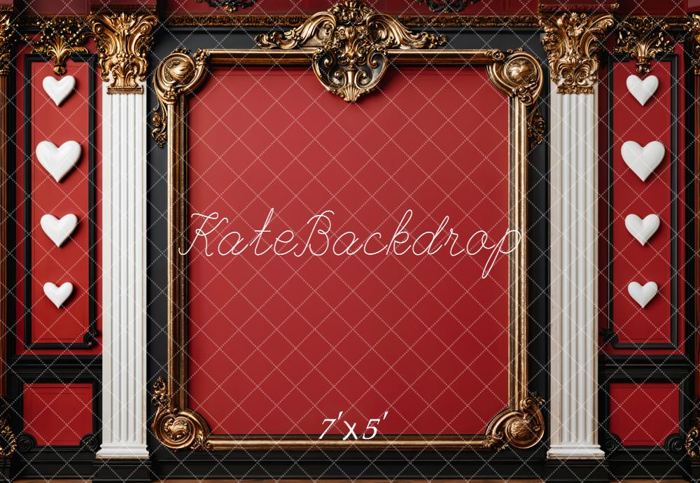 Kate Baroque Mur Rouge Cadre Cœurs Toile de fond conçue par Emetselch - Kate Backdrop FR