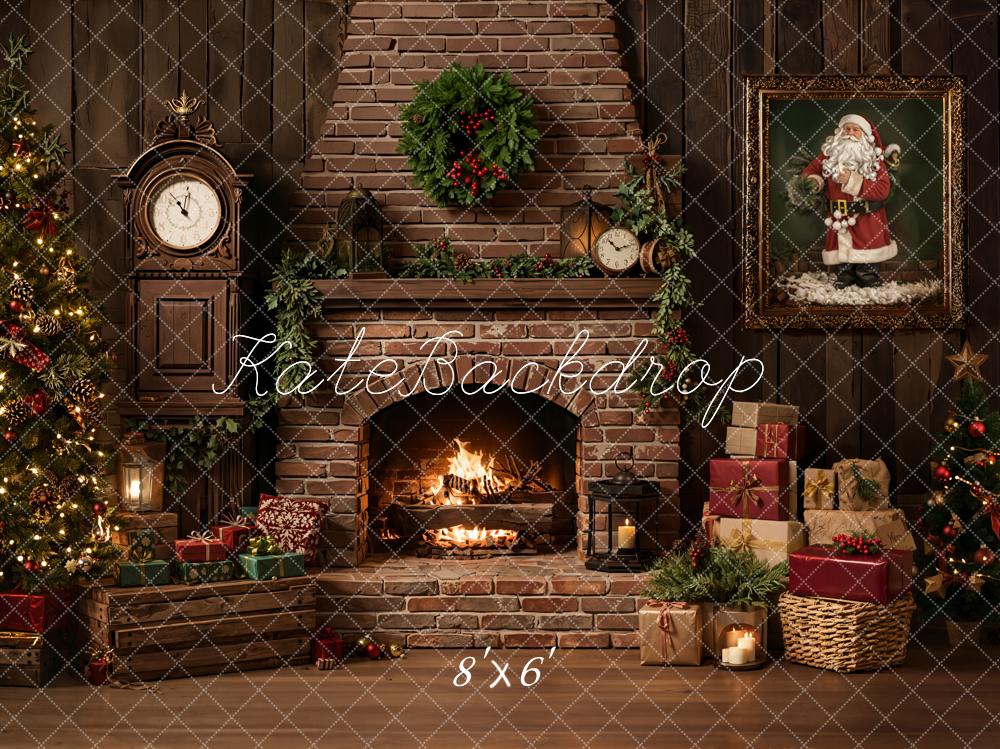 Kate Noël Cheminée Briques Cadeaux Toile de fond en Laine conçue par Emetselch - Kate Backdrop FR