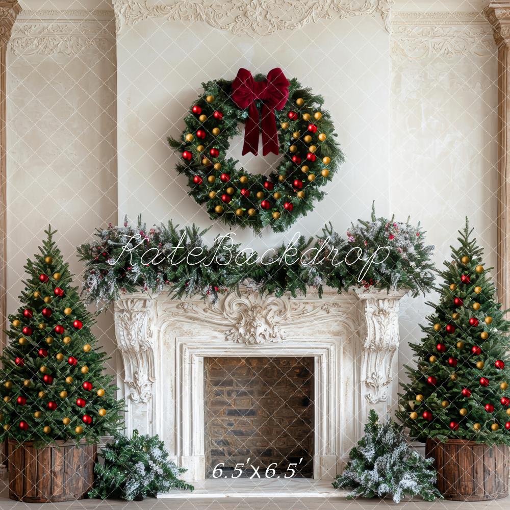 Kate Noël Cheminée Sapins Mur Rétro Toile de fond conçue par Mini MakeBelieve