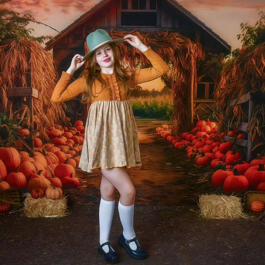 Kate Automne Ferme de citrouilles Porte Toile de fond pour la photographie - Kate Backdrop FR