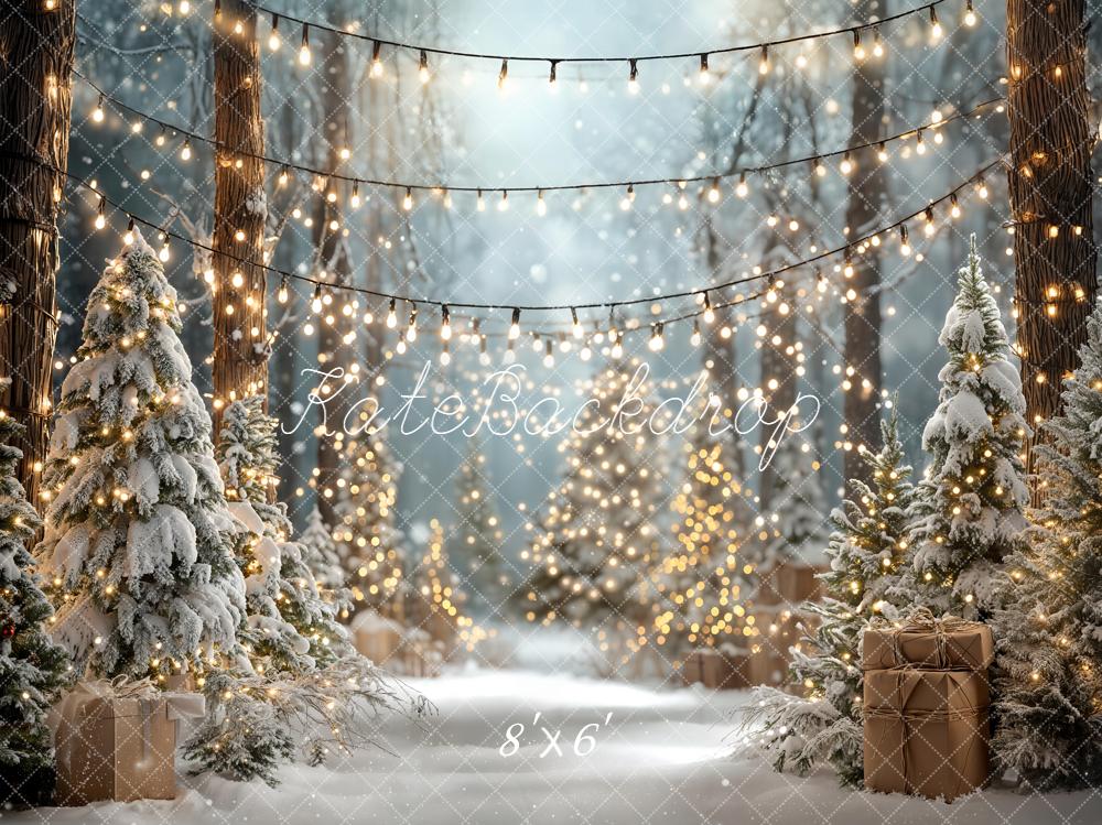 Kate Noël Sapins Neige Lumières Toile de fond en Laine conçue par Emetselch