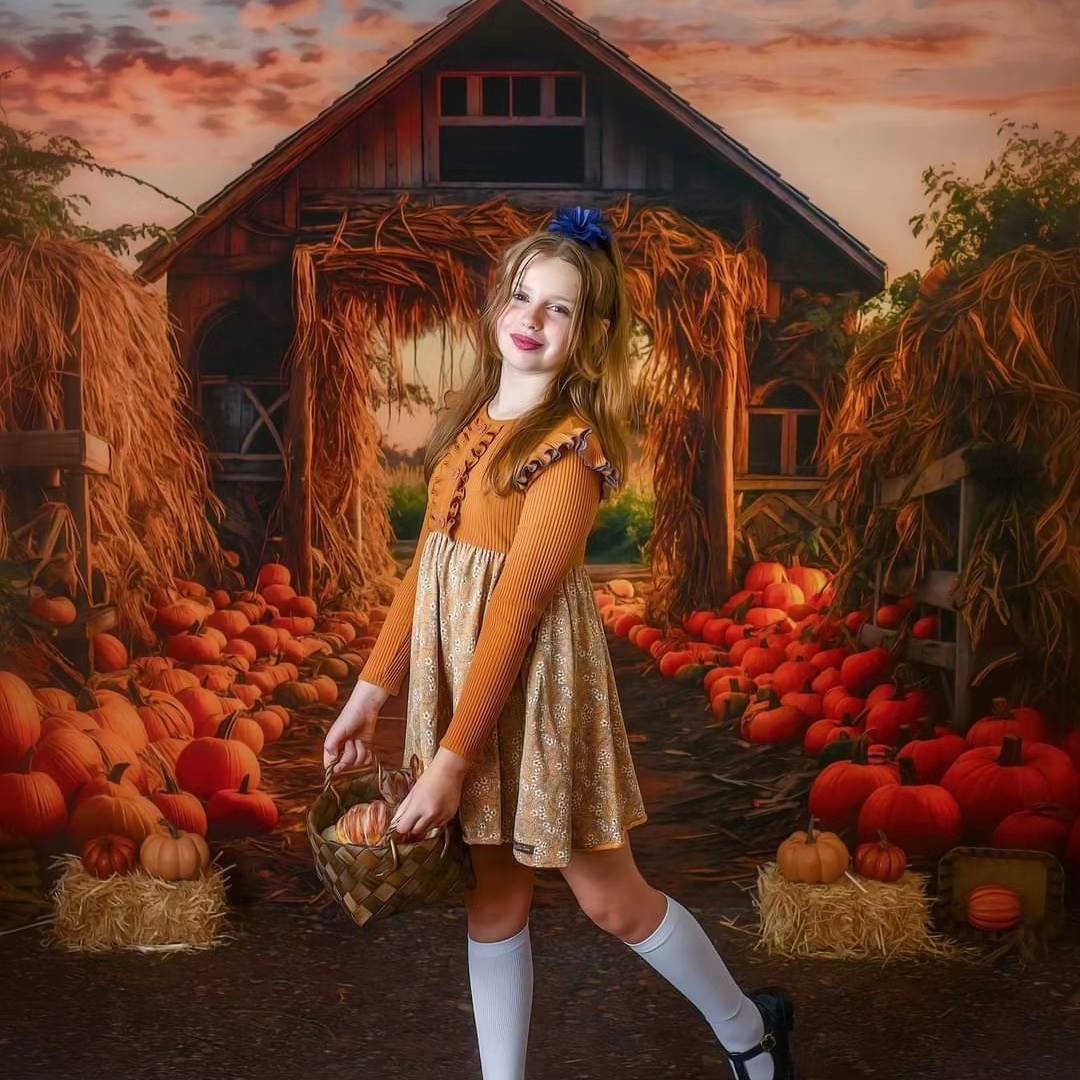 Kate Automne Ferme de citrouilles Porte Toile de fond pour la photographie - Kate Backdrop FR