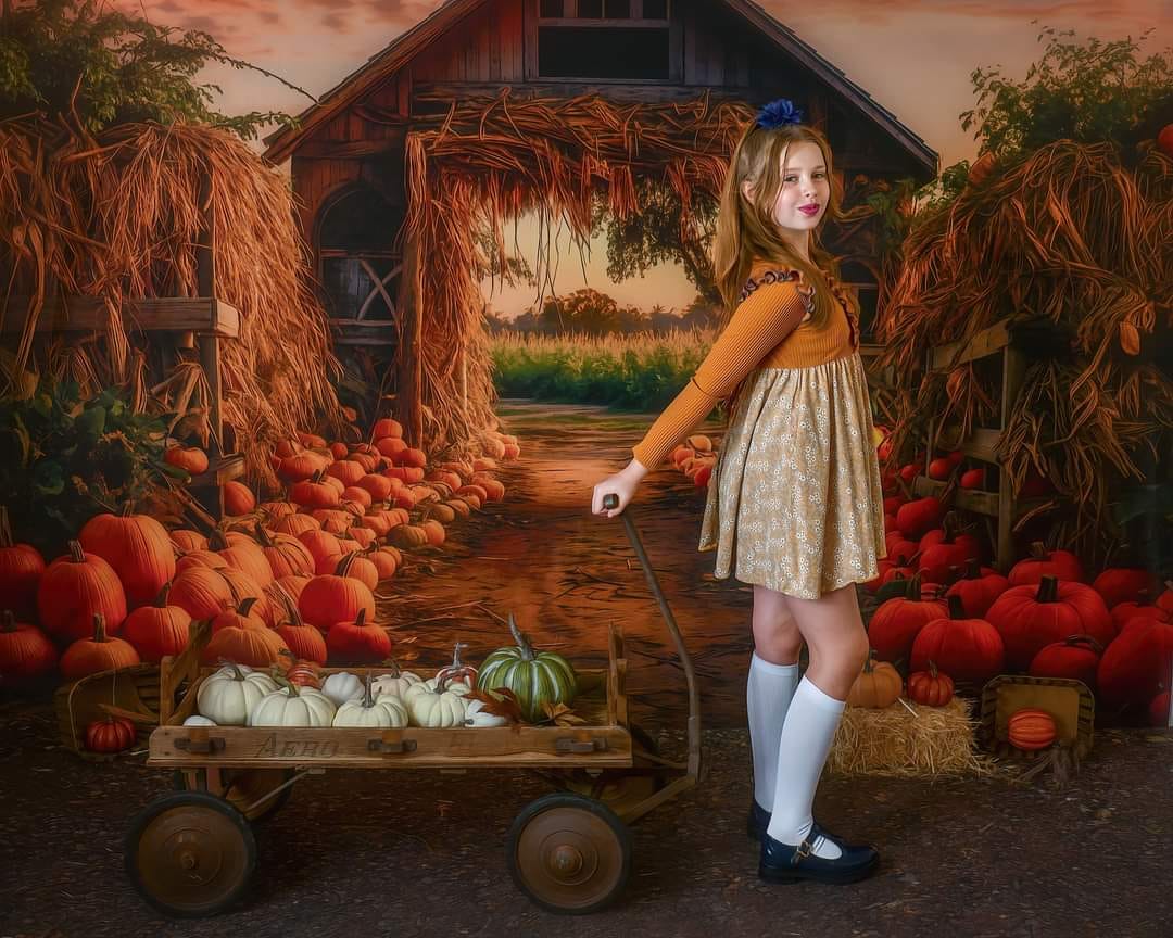 Kate Automne Ferme de citrouilles Porte Toile de fond pour la photographie - Kate Backdrop FR