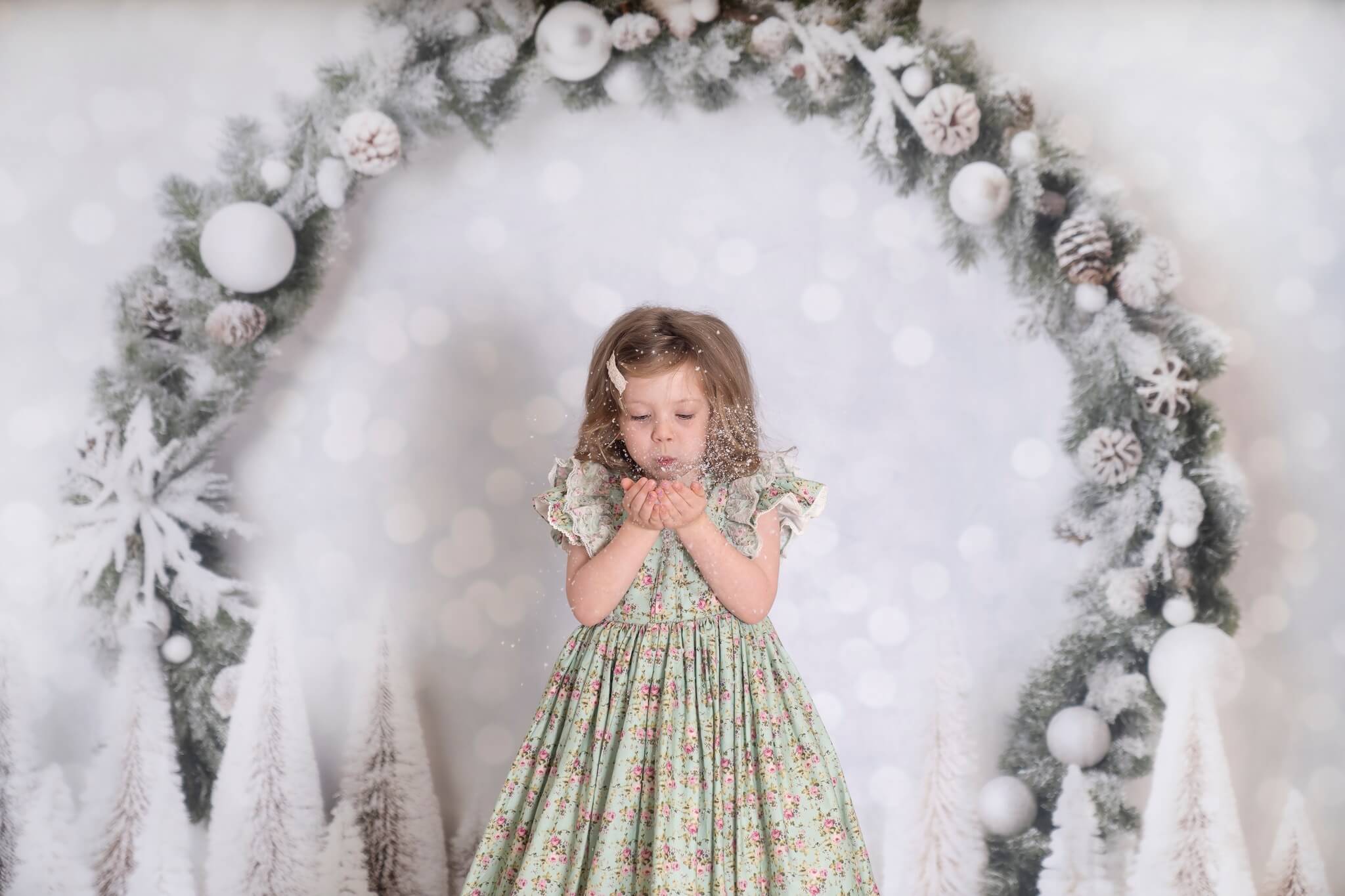 Kate Blanc Noël Bokeh Anniversaire Toile de fond pour la photographie